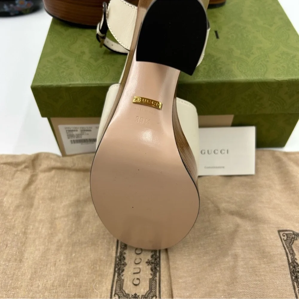 Women’s Gucci interlocking G leather platform sandals size 39.5 made in Italy - Picture 8 of 13